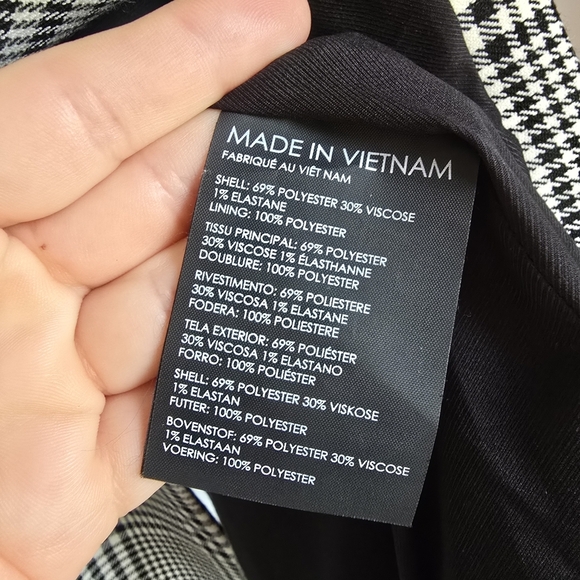 Club Monaco New Black White Plaid Double Breasted Blazer Jacket Womens Sz 14 - Picture 10 of 12